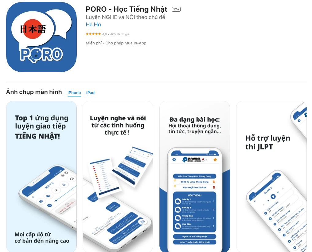 Learn Japanese via PORO app