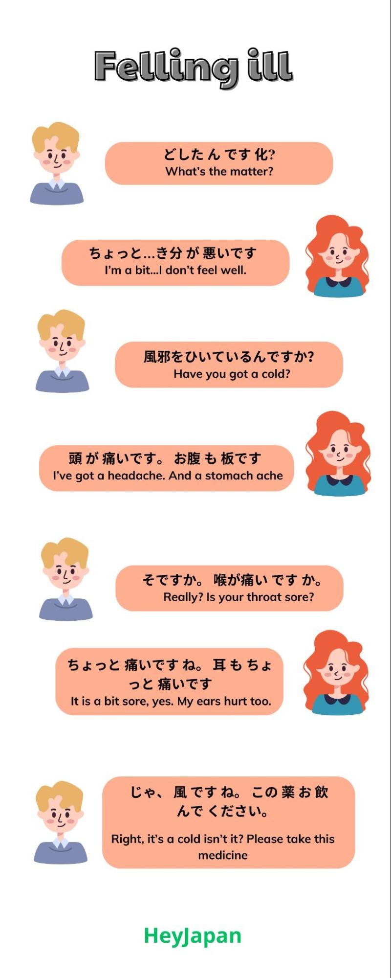 Feeling ill japanese conversation