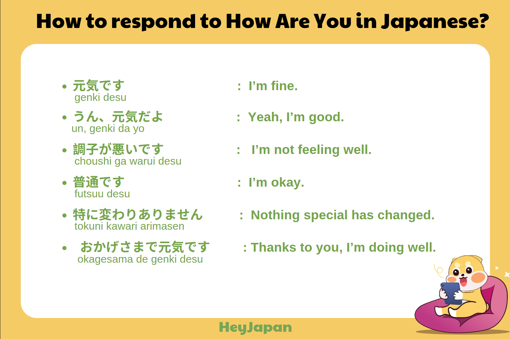 How to respond to How Are You in Japanese?