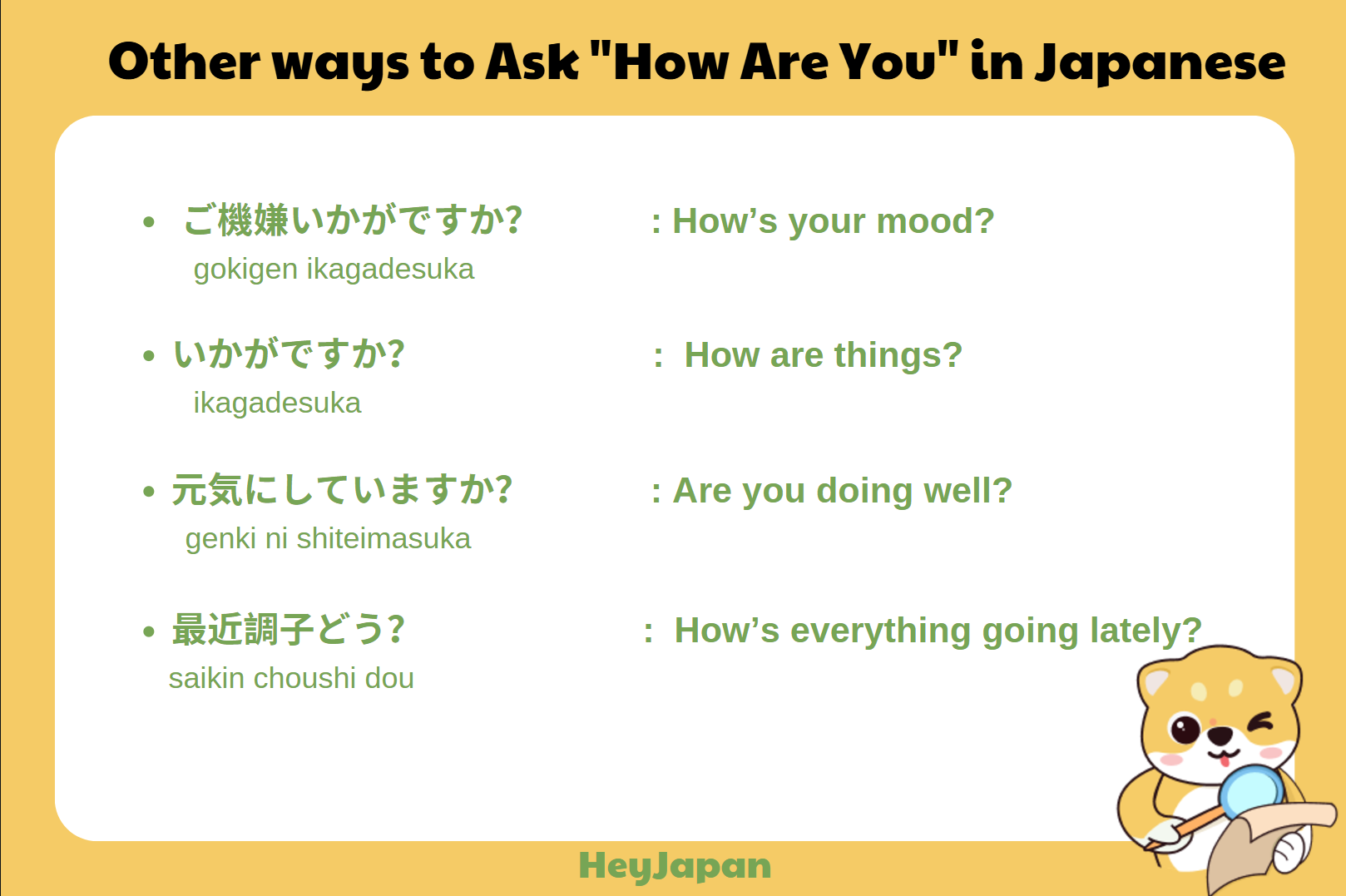 How to respond to How Are You in Japanese?
